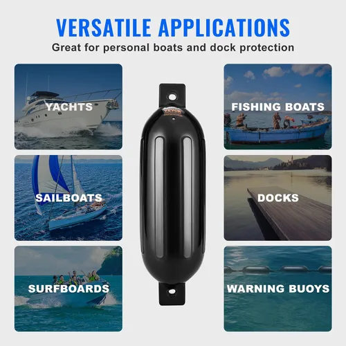 Vista 6 de VEVOR Boat Fenders, 5.5" x 20" Boat Bumpers for Docking, Inflatable Ribbed Fender with Center Holes, Marine Boat Dock Fender Bumper with Air Pump