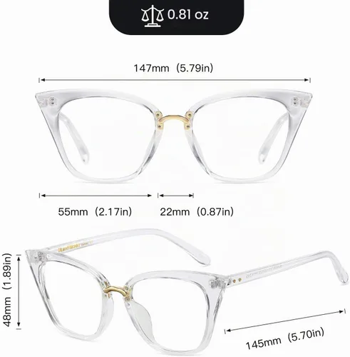 Vista 5 de MORESHINE Lindas gafas de bloqueo de luz azul de ojo de gato para mujer, marco de lentes transparentes para computadora, antifatiga ocular Cristal