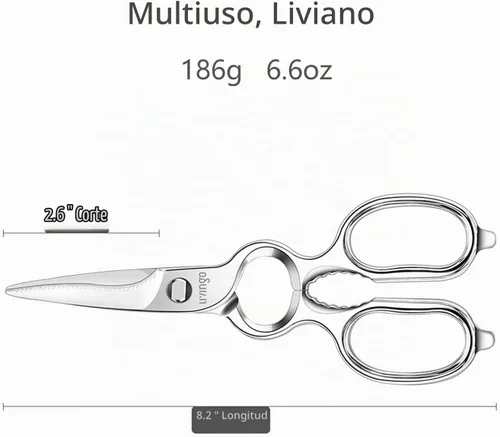 Vista 2 de LIVINGO - Tijeras de cocina de 8.5 pulgadas, tijeras de acero inoxidable forjadas resistentes Ultra Sharp Food Scissors with Detachable Design