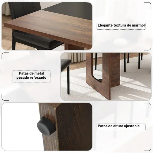 Vista 5 de Squireewo 70IN- Mesa de comedor para 6 personas, impermeable, gruesa