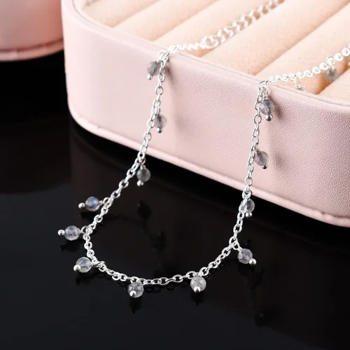 Vista 61 de Yanara Tobilleras de piedras preciosas para mujer, piedra natal natural, chapada en plata, joyería hecha a mano en 8.5 + 1.5 pulgadas, cristales