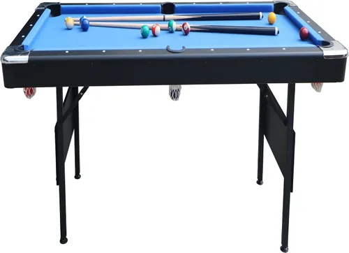 Vista 5 de Mesa de billar de 5.5 pies, mesa de billar estable, mesa de billar portátil incluye juego completo de bolas, 2 palos de taco, tiza y cepillo