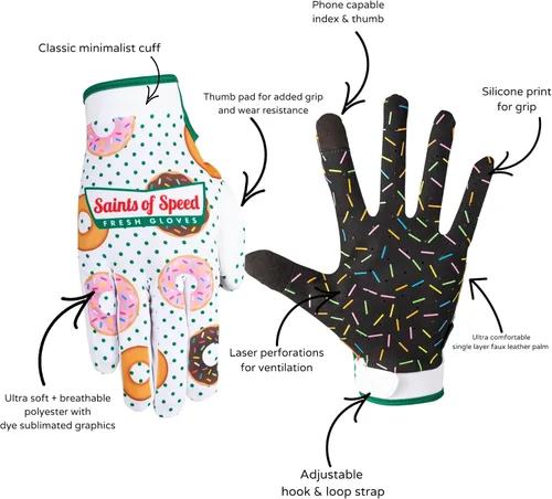 Vista 3 de Saints of Speed Guantes de Dirt Bike Estampados con Rosquilla – Guantes de Bicicleta con Pantalla Táctil para Motocross, Ciclismo de Montaña, BMX