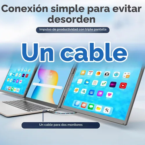Vista 3 de KEFEYA - Extensor de pantalla para laptop de 15.6 pulgadas, 1 cable de conexión, extensor triple de monitor de laptop con banco de energía