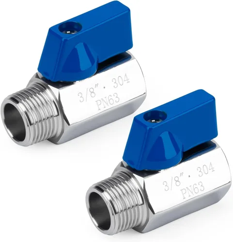 Vista 8 de Paquete de 2 mini válvulas de bola de 1/2 pulgada, control de flujo de agua de acero inoxidable 304 macho x hembra NPT roscadas válvulas de drenaje