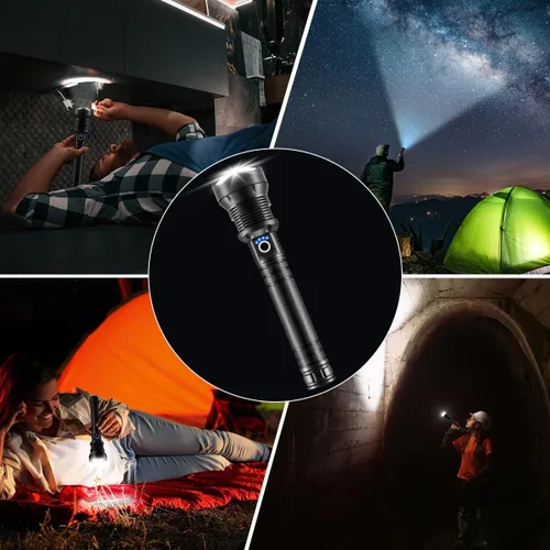 Vista 7 de Linternas recargables de alto lúmenes, linterna resistente recargable, linterna LED súper brillante con 5 modos, luz de flash potente ajustable