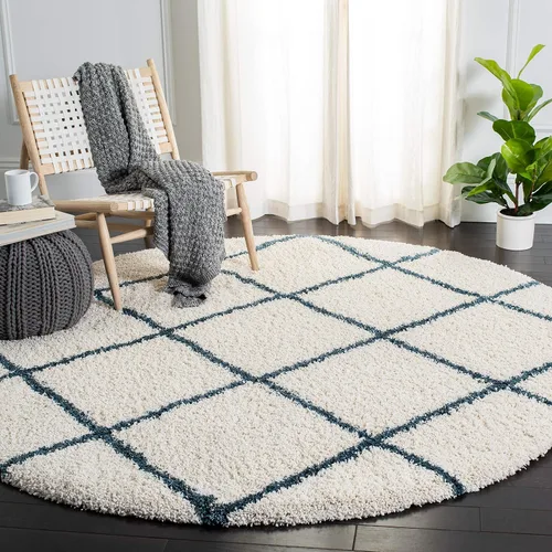 Vista 14 de SAFAVIEH Hudson Shag Collection - Alfombra decorativa de 2 x 3 pies, color beige y marfil, diseño moderno de enrejado, no desprende pelusa