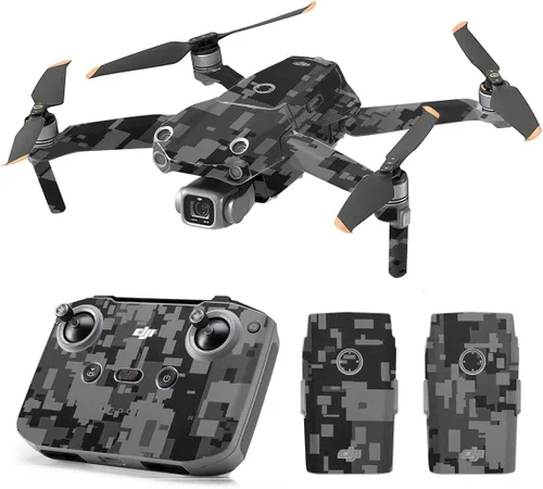 Vista 29 de SopiGuard Skin for DJI Mavic Air 2s Juego completo de calcomanías de vinilo de precisión + controlador + 3 fundas de batería (3M negro carbón)