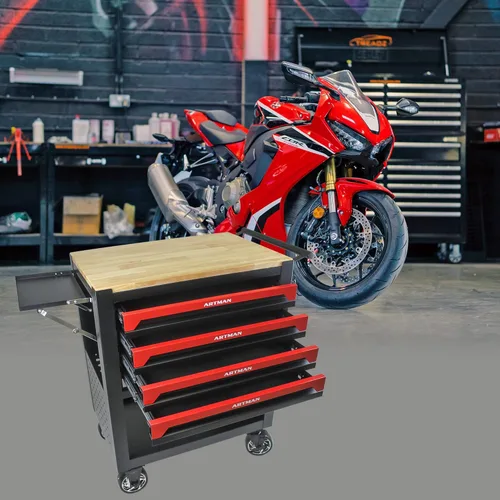 Vista 2 de FRANSOUL Carrito organizador de garaje con 4 cajones, armario de almacenamiento grande de alta capacidad y estante ajustable, para almacén, taller
