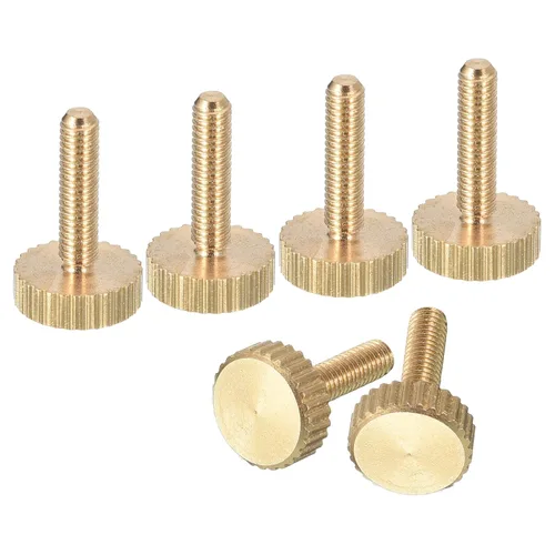 Vista 22 de uxcell Tornillos moleteados M3x4mm, 4 piezas de cabeza moleteada plana totalmente roscados, tornillos de latón para pulgar, pernos de agarre Fully