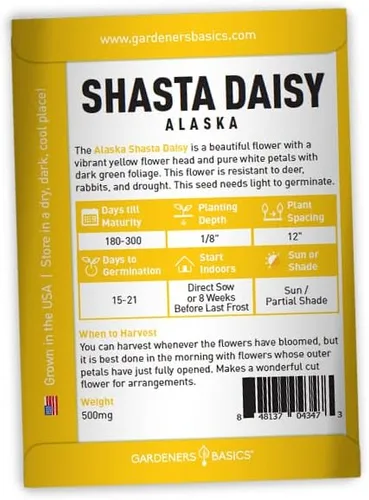 Vista 3 de Gardeners Basics, Semillas de margaritas para plantar al aire libre (paquete de 3 variedades) Margarita Shasta de Alaska Shasta, margarita pintada
