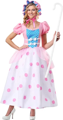 Vista 2 de Women's Little Bo Peep Halloween Costume Classic Story Character Outfit with Bonnet & Polka Dot Dress