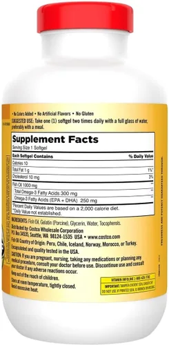 Vista 3 de Aceite de pescado Signature 1000 mg., 1000 mg de aceite de pescado 250 mg de EPA + DHA Omega-3, por porción, 400 cápsulas blandas