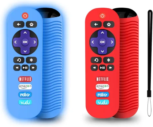 Vista 9 de Paquete de 2 fundas de silicona para control remoto TCL Roku TV RC280, repuesto universal, ligera, a prueba de golpes, TCL Roku TV, con cordón Negro