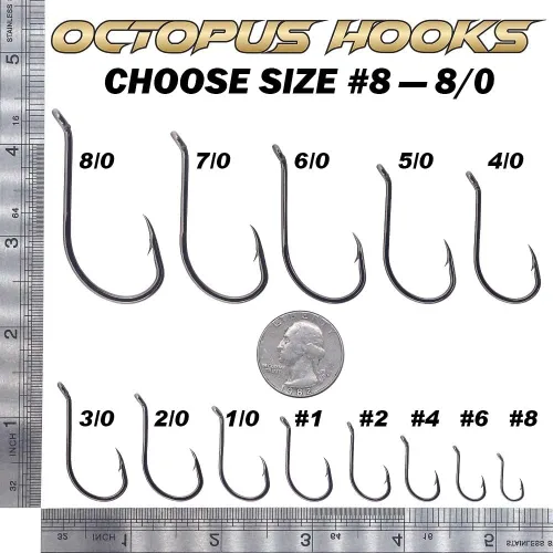 Vista 3 de Octopus-Hook-Fishing-Beak-Circle-Hooks-Set-Saltwater-Freshwater-Red-Black 150 Pack