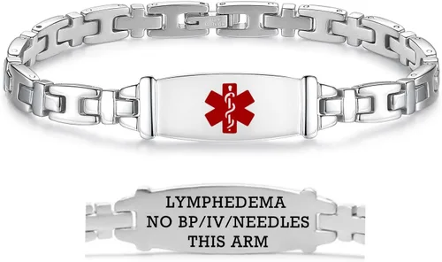 Vista 90 de LinnaLove Lady Medical Alert - Pulseras médicas de acero inoxidable para mujer, 7.5 pulgadas