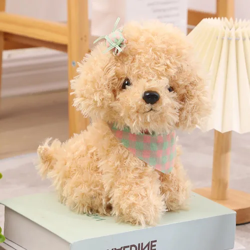 Vista 2 de Peluche de Perro de 8 Pulgadas, Juguete de Peluche de Perro Relleno, Gran Regalo para Niños, Decoración del Hogar (Beige)