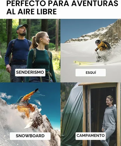 Vista 4 de DANISH ENDURANCE Capas Base de Lana Merino para Mujer, Set Extremadamente Cálido Verde oscuro