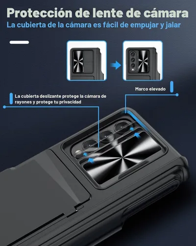 Vista 6 de Viaotaily Funda para Galaxy Z Fold 4 con Soporte para S Pen y Tarjetero y Protección de Bisagra, Protector de Pantalla Integrado y Cubierta