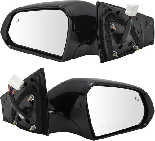 Vista 22 de TRQ Conjunto de 2 piezas de espejo lateral para conductor y pasajero, ajuste eléctrico, sin calefacción, sin memoria, color negro, compatible