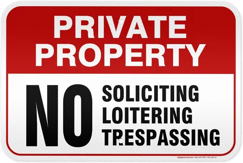 Vista 14 de Señal de propiedad privada No Trespassing No Loitering No Soliciting (7x10)