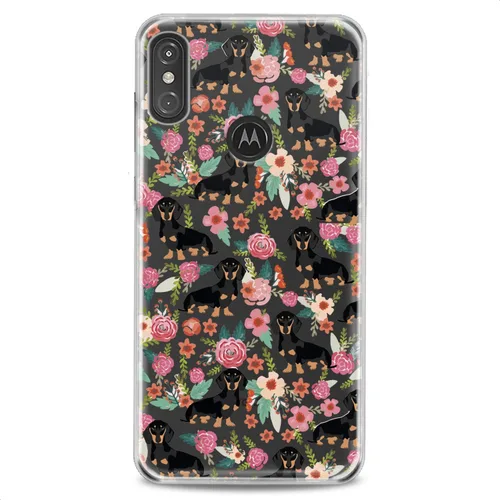 Vista 3 de Funda de TPU compatible con Motorola G9 G8 Plus G7 E20 P40 Z4 Edge 20 G22 Stylus Clear Cute Dogs Design Print Kawaii Floral Wiener Cute Flowers Girl