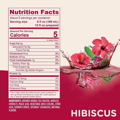 Vista 2 de SPLENDA Té de hibisco 1:1 concentrado de alta calidad, sin azúcar, sin gluten, té hecho real, 32 onzas líquidas (paquete de 2)