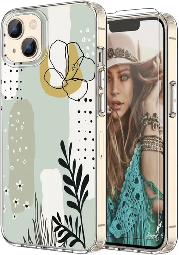 Vista 14 de Funda para iPhone 12 para mujer, [con protector de pantalla] ajuste delgado, diseño floral bohemio, lindo iPhone 12 Pro, patrón que nunca se