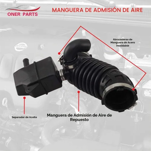 Vista 2 de Mangueras de admisión de aire limpias para motor, sustituyen 16576-ET00A – Compatibles con Nissan Sentra 2.0L 2007, 2008, 2009, 2010, 2011, 2012