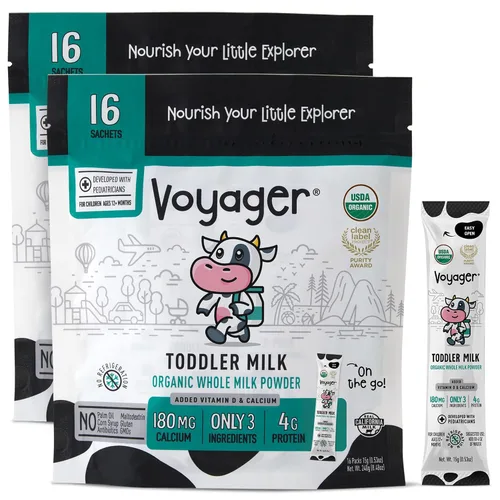 Vista 9 de Leche para niños en movimiento Voyager, leche entera en polvo estante USDA Orgánica, ideal para viajes, sin refrigeración, sin gluten, sin