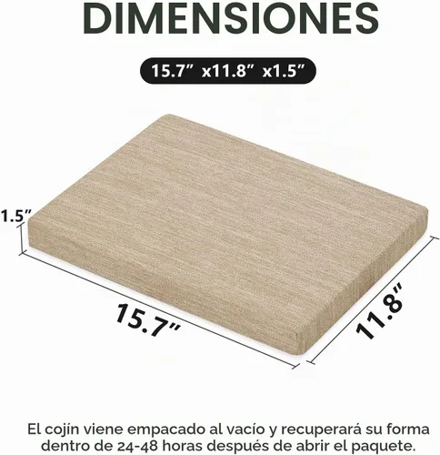 Vista 3 de baibu Cojines rectangulares de espuma viscoelástica, 15.7 x 11.8 x 1.5 Beige