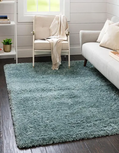 Vista 12 de Rugs.com - Alfombra de la colección Infinity, alfombra de pelo mullido sólida de 2 x 3 pies, color azul Egeo, perfecta para salas de estar
