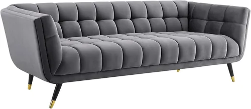 Vista 3 de Modway Adept. - Banco tapizado de terciopelo. Gris