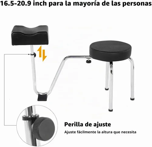 Vista 4 de Taburete portátil para pedicura, altura ajustable, negro, para spa, salón de belleza, estudio
