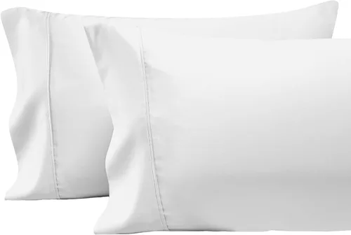 Vista 17 de Juego de 2 fundas de almohada de 100 % algodón puro, tamaño King, color plateado, lujosas fundas de almohada de algodón de fibra larga de 400 hilos