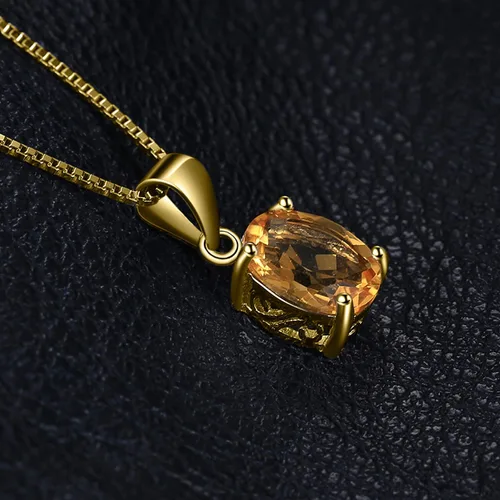 Vista 4 de JewelryPalace Juego de collar con colgante solitario de piedra preciosa natural, granate, peridoto amatista, citrino, topacio azul, piedra natal