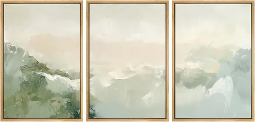 Vista 38 de SIGNWIN Lienzo enmarcado para pared, juego de arte abstracto de serenidad costera, ilustraciones abstractas junto al mar, arte moderno, decorativo