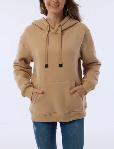 Vista 5 de Sudadera con capucha de invierno para mujer con forro polar cálido