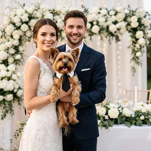 Vista 3 de Corbata de boda para perro, collar formal negro para mascotas, traje de boda ajustable para perros pequeños (S) Adjustable Hook and Loop, Soft