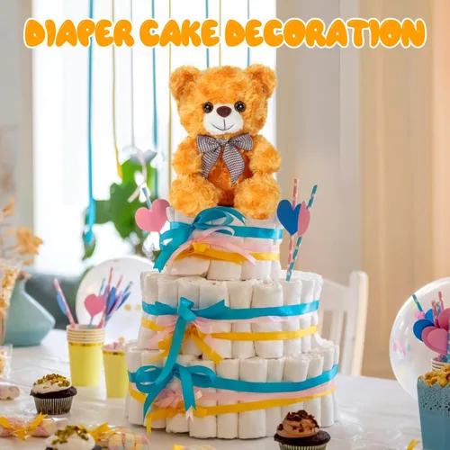 Vista 5 de Oso de Peluche Animal de Felpa, Oso de Peluche Amarillo Brillante Juguete de Felpa para Niños y Niñas de 3+, Oso Suave de 8″ como Regalo para Niños