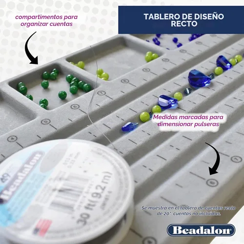 Vista 5 de Beadalon Tableros de cuentas de pulsera para hacer joyas, bandeja de cuentas flocada, anti-rollo con cubierta, herramienta de diseño de joyería