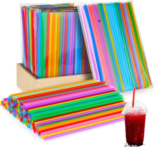 Vista 12 de Eaasty 400 popotes desechables de plástico a granel, 0.24 pulgadas de diámetro y 7.87 pulgadas de largo de plástico desechables (pastel)