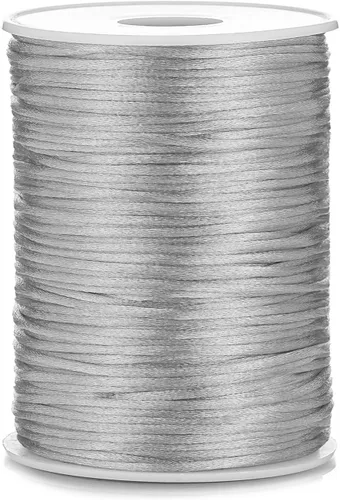 Vista 8 de Cable de nailon satinado de 0.079 in x 100 yardas, cola de ratón, nudo chino, cable Kumihimo (negro)
