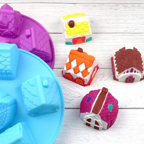 Vista 4 de Joyeee 1 molde de silicona, 6 cavidades antiadherente, acogedor molde para hornear, mini moldes de Navidad para tartas de casa para brownies 1 molde