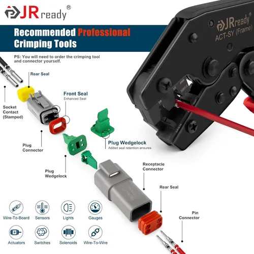 Vista 3 de Kit de conectores Deutsch JRready DW1008, conector de 2 pines gris, conector impermeable DT de 3, 4, 6, 8, 12 pines, contactos estampados