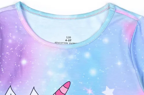 Vista 3 de QPANCY Pijamas de unicornio para niñas, conjuntos de pijamas de algodón para niños pequeños