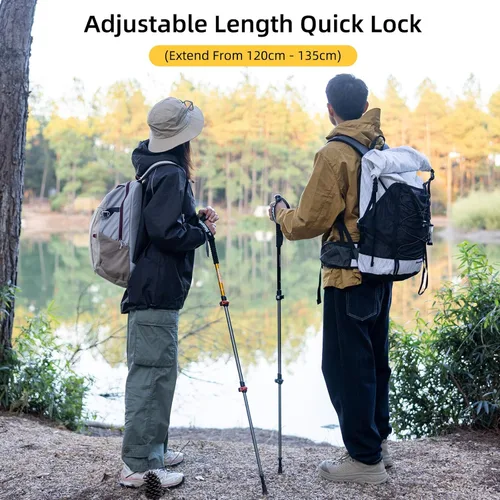 Vista 2 de Naturehike - Bastones de senderismo plegables, bastones de senderismo ajustables de aluminio ligero, absorción de impactos con correas