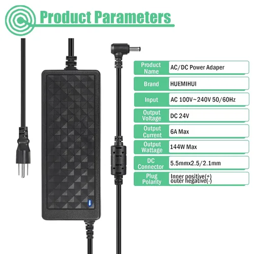 Vista 5 de 24V 6A Power Supply Adapter,AC 100-240V to DC 24Volt 6Amp 144W Transformers