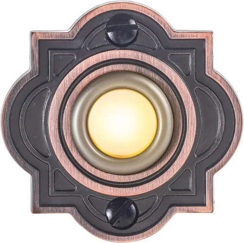 Vista 10 de Botón de timbre iluminado de metal resistente, interruptor de timbre de puerta LED redondo negro de 2 pulgadas, botones montados en la pared