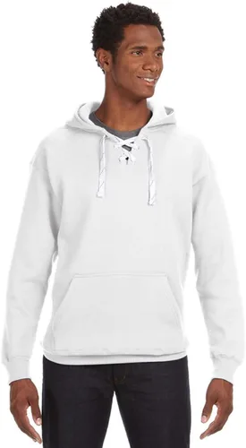 Vista 13 de J. America NCAA Sudadera deportiva con cordones y capucha para hombre Ceniza jaspeado